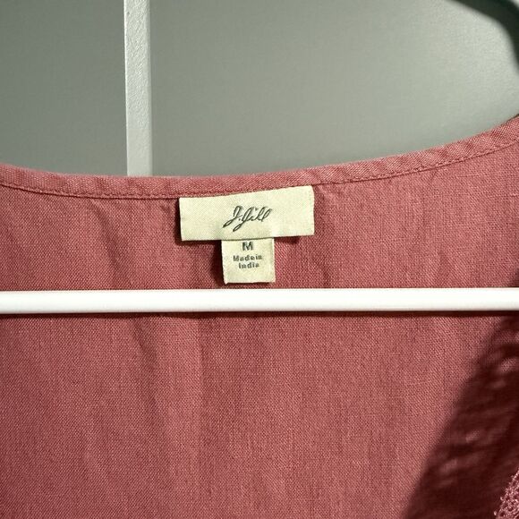 J.Jill Women Sleeveless Linen Cotton Blend Button Up Lace Trim Tank Top Pink Med - Picture 4 of 6